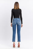 High Rise Cuffed Slim Straight Jeans