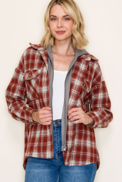 Briar Two-fer Plaid Hoodie Jacket