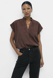 Wynn Suede Top Brown