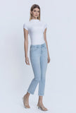 High Rise Raw Hem Crop Slim Straight Jeans