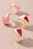 Bold Epoxy Hoop Heart Earrings