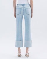 High Rise Cuffed Straight Jeans