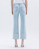 High Rise Cuffed Straight Jeans