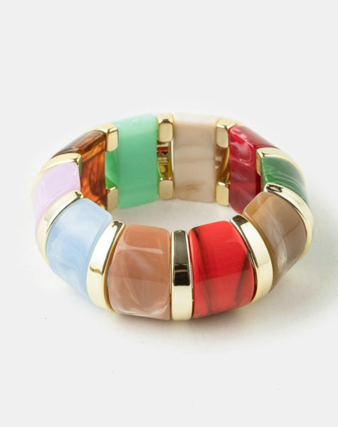 Colorful Resin Block Bracelet Multi
