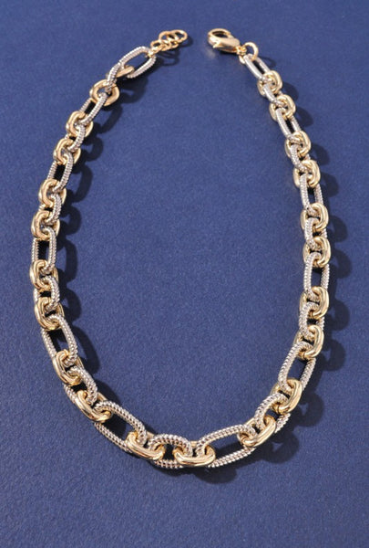 Two Tone Oval Link Necklace