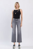 High Rise Ankle Wide Leg Jeans Gray Wash