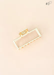 Gold Metal Medium Hair Clip Rectangle