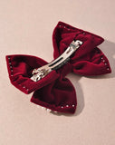 Velvet and Pearl Bow Hair Clip- Black or Burgundy