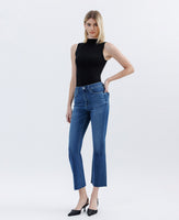 High Rise Raw Hem Kick Flare Jeans