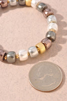 Mixed Metals Beaded Stretch Bracelet