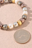 Mixed Metals Beaded Stretch Bracelet
