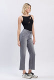 High Rise Ankle Wide Leg Jeans Gray Wash