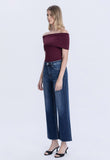 Tummy Control High Rise Wide Leg Jeans Dark Wash- Inseam 28”