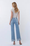 Mid Rise Medium Light Cuffed Wide Jeans