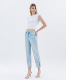 High Rise Cuffed Straight Jeans