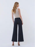High Rise Patch Pocket Crop Striped Wide Jeans