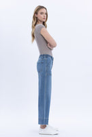 Elastic Waist Wide Leg Utility Jeans
