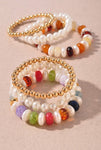Multi Pearl Bead Bracelet Set Multi
