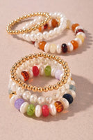 Multi Pearl Bead Bracelet Set Multi