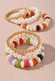 Multi Pearl Bead Bracelet Set Multi