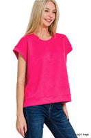 Scuba Knit Shorts and Short Sleeve Top Sets- Black or Fuchsia
