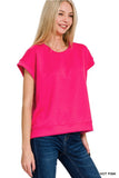Scuba Knit Shorts and Short Sleeve Top Sets- Black or Fuchsia