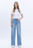 High Rise Clean Cut Raw Hem Jeans