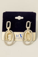 Gold Plated Two Tone Layered Oval Hoops Dangle
Earrings