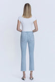 High Rise Raw Hem Crop Slim Straight Jeans