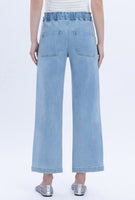 High Rise Elastic Waistband Slim Wide Jeans