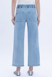High Rise Elastic Waistband Slim Wide Jeans