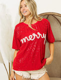 Merry Sequin Top