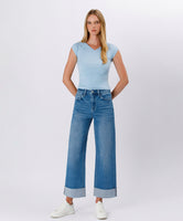 High Rise Cuffed Baggy Denim