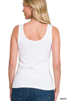 Cotton Scoop Neck Tank Top White or Black