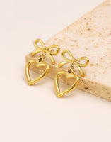 Bow and Heart Gold Earrings