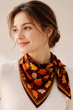 FALL LEAVES PATTERN PRINT SQUARE SCARF