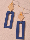 Rectangle Colored Metal Earrings 5 Colors