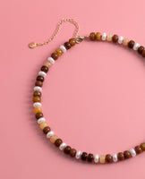 Spice Drop Bead Pearl Necklace- Brown or Red