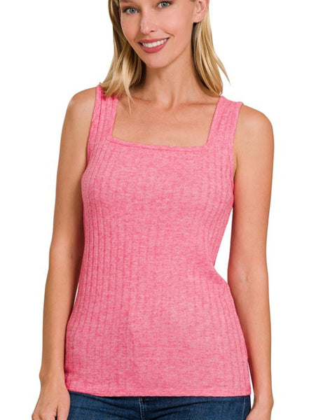 Ribbed Square Neck Tank 5 Colors