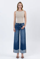 High Rise Cuffed Baggy Wide Leg Jeans