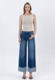 High Rise Cuffed Baggy Wide Leg Jeans