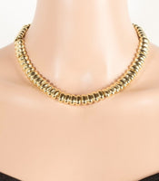 Gold Dipped Ripple Linked Statement Necklace