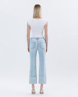 High Rise Cuffed Straight Jeans