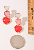 Triple Heart Earrings in Pearl or Red/Pink