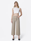 High Rise Taupe Crop Wide Leg Jeans