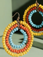 Triple Circle Wood Bead Earrings- 6 Colors