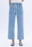 High Rise Elastic Waistband Slim Wide Jeans