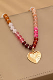 Multi Beaded Heart Charm Necklace