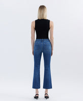 High Rise Raw Hem Kick Flare Jeans