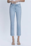 High Rise Raw Hem Crop Slim Straight Jeans